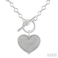 1/10 Ctw Heart Toggle Round Cut Diamond Fashion Necklace in Sterling Silver