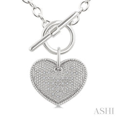 1/10 Ctw Heart Toggle Round Cut Diamond Fashion Necklace in Sterling Silver