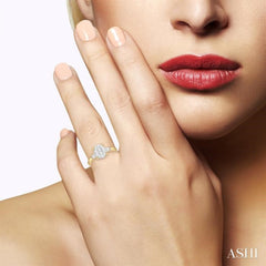 3/4 Ctw Oval Shape Lovebright Pear and Round Cut Diamond Engagement Ring in 14K Yellow and White gold