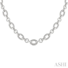1/4 Ctw Round Cut Diamond Bold Oval Shape Rope Link Necklace in Sterling Silver