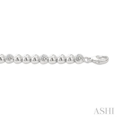 6 MM Bold Bead and 1/5 Ctw Round Cut Diamond Fashion Bracelet in Sterling Silver
