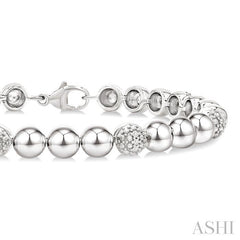 6 MM Bold Bead and 1/5 Ctw Round Cut Diamond Fashion Bracelet in Sterling Silver
