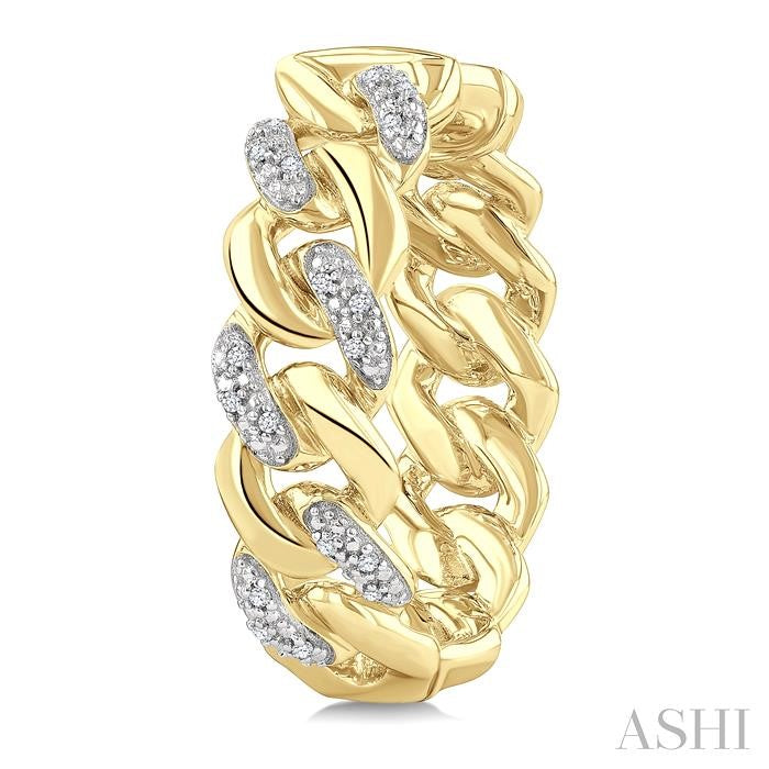1/10 Ctw Round Cut Diamond Cuban Link Hoop Earring in Yellow Gold Vermeil