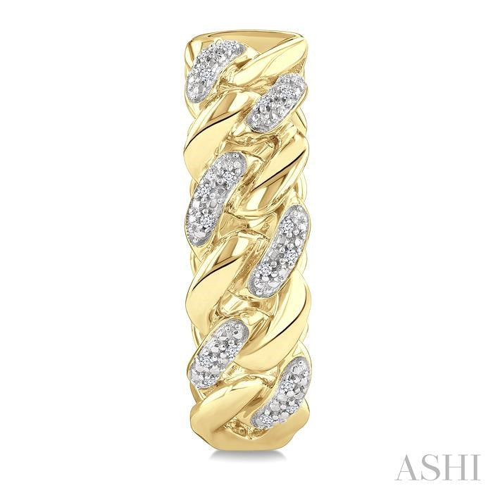 1/10 Ctw Round Cut Diamond Cuban Link Hoop Earring in Yellow Gold Vermeil