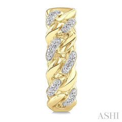 1/10 Ctw Round Cut Diamond Cuban Link Hoop Earring in Yellow Gold Vermeil