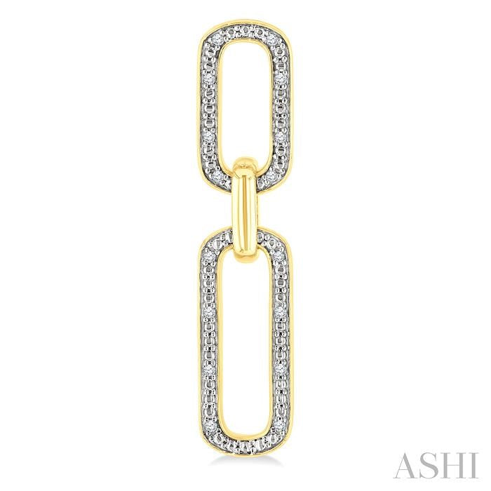 1/10 Ctw Bold Paperclip Round Cut Diamond Fashion Earring in Yellow Gold Vermeil