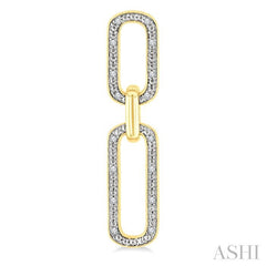 1/10 Ctw Bold Paperclip Round Cut Diamond Fashion Earring in Yellow Gold Vermeil