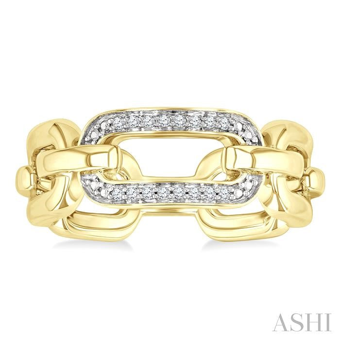 1/20 Ctw Bold Paperclip Round Cut Diamond Fashion Ring in Yellow Gold Vermeil