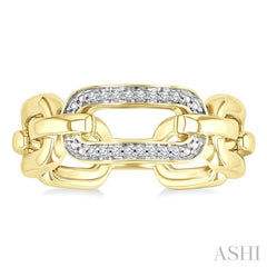 1/20 Ctw Bold Paperclip Round Cut Diamond Fashion Ring in Yellow Gold Vermeil