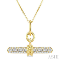 1/3 Ctw Round Cut Diamond T-Bar Fashion Necklace in 10K Yellow Gold