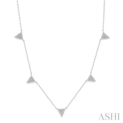 1/4 Ctw Triangle Accent Round Cut Diamond Geometric Station Necklace With Cable Chain in 14K White Gold