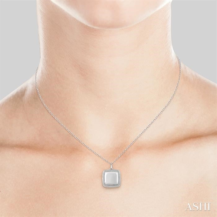 1/4 Ctw Round Cut Diamond Square Locket Pendant With Chain in 10K White Gold