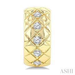 1/5 Ctw Bold Diagonal Crisscross Round Cut Diamond Fashion Half Hoop Earring in 10K Yellow Gold