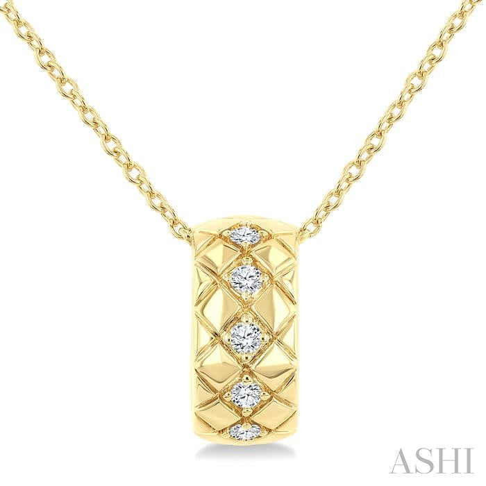 1/10 Ctw Bold Diagonal Crisscross Round Cut Diamond Fashion Pendant With Chain in 10K Yellow Gold
