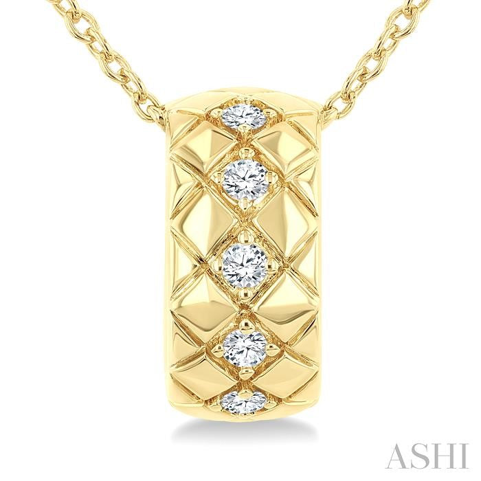 1/10 Ctw Bold Diagonal Crisscross Round Cut Diamond Fashion Pendant With Chain in 10K Yellow Gold