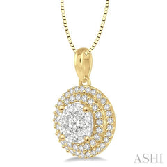 1/2 Ctw Diamond Lovebright Pendant in 14K Yellow and White Gold with Chain