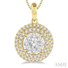 1/2 Ctw Diamond Lovebright Pendant in 14K Yellow and White Gold with Chain