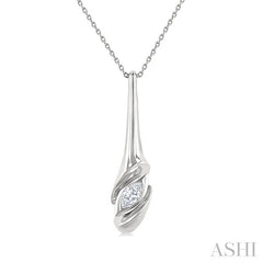 1/3 Ctw Swirl Accent Elongated Teardrop Marquise Cut Diamond Fashion Pendant With Chain in 14K White Gold