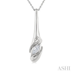 1/3 Ctw Swirl Accent Elongated Teardrop Marquise Cut Diamond Fashion Pendant With Chain in 14K White Gold
