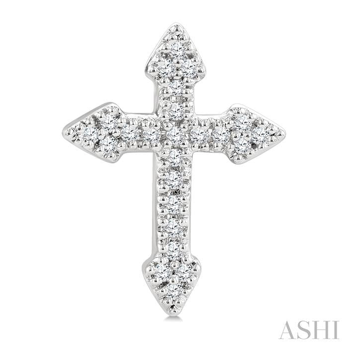1/6 Ctw Round Cut Diamond Cross Petite Fashion Earrings in 10K White Gold