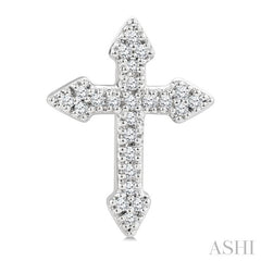 1/6 Ctw Round Cut Diamond Cross Petite Fashion Earrings in 10K White Gold