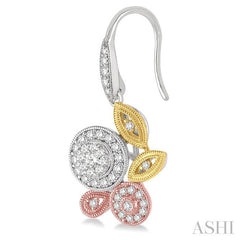 3/4 Ctw Diamond Lovebright Earrings in 14K Tri Color Gold