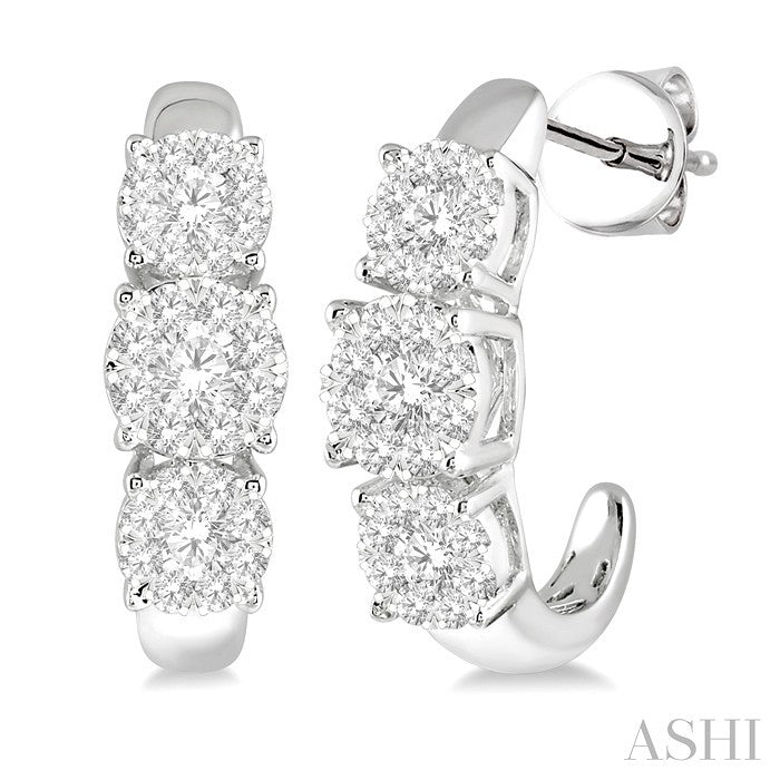 1 Ctw Lovebright Round Cut Diamond Earrings in 14K White Gold