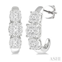 1 Ctw Lovebright Round Cut Diamond Earrings in 14K White Gold