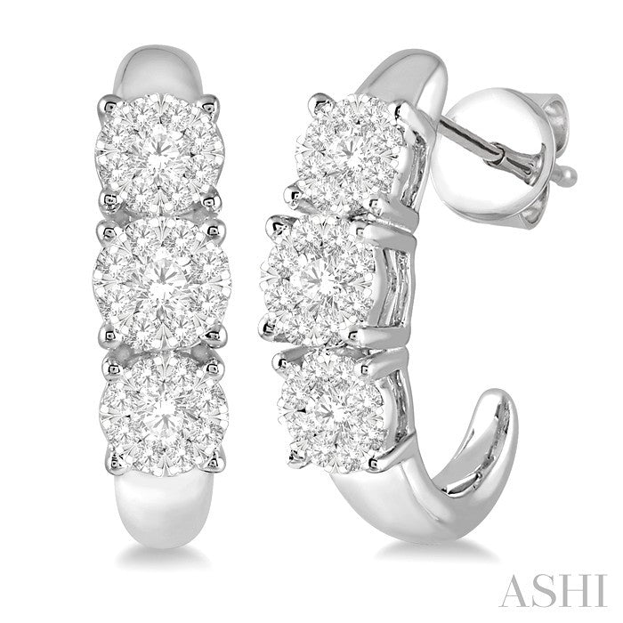 1/2 Ctw Lovebright Round Cut Diamond Earrings in 14K White Gold