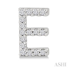 1/10 Ctw Initial 'E' Round Cut Diamond Earrings in 10K White Gold