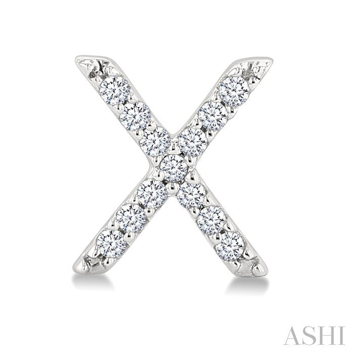 1/10 Ctw Initial 'X' Round Cut Diamond Earrings in 10K White Gold