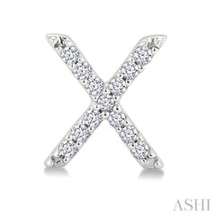1/10 Ctw Initial 'X' Round Cut Diamond Earrings in 10K White Gold