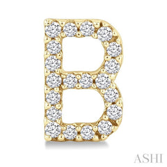 1/8 Ctw Initial 'B' Round Cut Diamond Earrings in 10K Yellow Gold