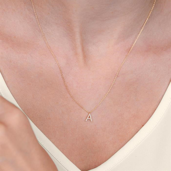 1/20 Ctw Initial 'U' Round Cut Diamond Pendant With Chain in 14K White Gold
