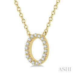 1/20 Ctw Initial 'O' Round Cut Diamond Pendant With Chain in 10K Yellow Gold