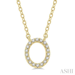 1/20 Ctw Initial 'O' Round Cut Diamond Pendant With Chain in 10K Yellow Gold
