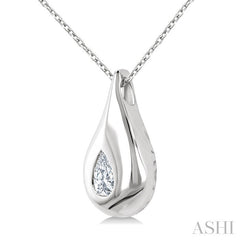 1/4 Ctw Teardrop Pear Cut Diamond Fashion Pendant With Chain in 14K White Gold