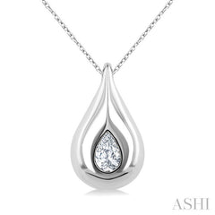 1/4 Ctw Teardrop Pear Cut Diamond Fashion Pendant With Chain in 14K White Gold