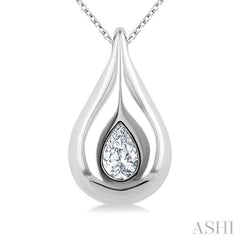 1/4 Ctw Teardrop Pear Cut Diamond Fashion Pendant With Chain in 14K White Gold