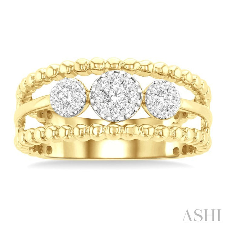 1/4 Ctw Past, Present & Future Lovebright Round Cut Diamond Fashion Ring in 14K Yellow and White Gold