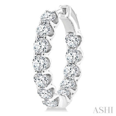 4 Ctw Inside-Out Round Cut Diamond Hoop Earrings in 14K White Gold