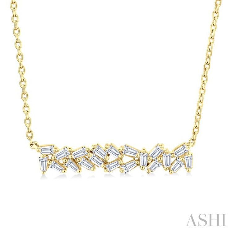 1/5 Ctw Scatter Baguette Cut Diamond Fashion Necklace in 14K Yellow Gold