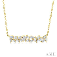 1/5 Ctw Scatter Baguette Cut Diamond Fashion Necklace in 14K Yellow Gold