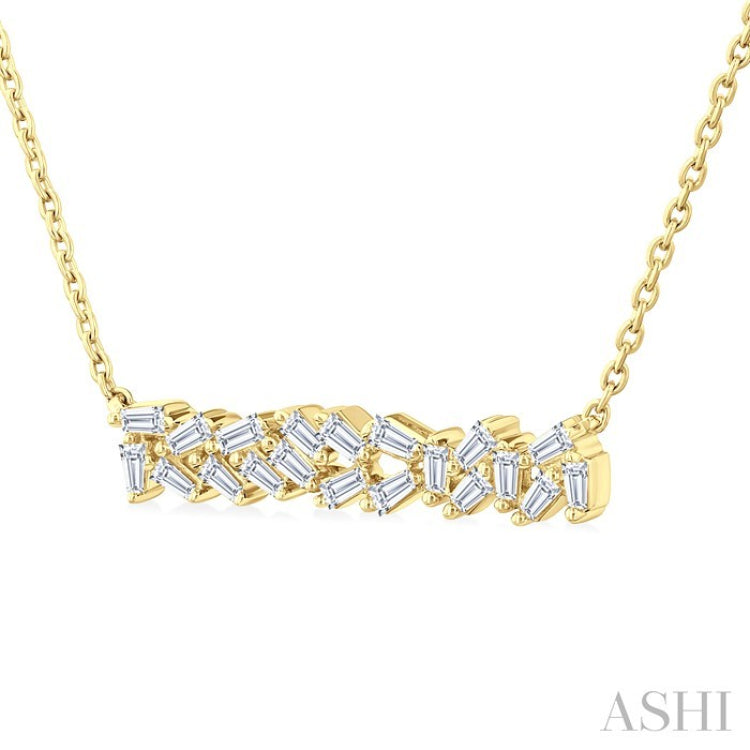 1/5 Ctw Scatter Baguette Cut Diamond Fashion Necklace in 14K Yellow Gold