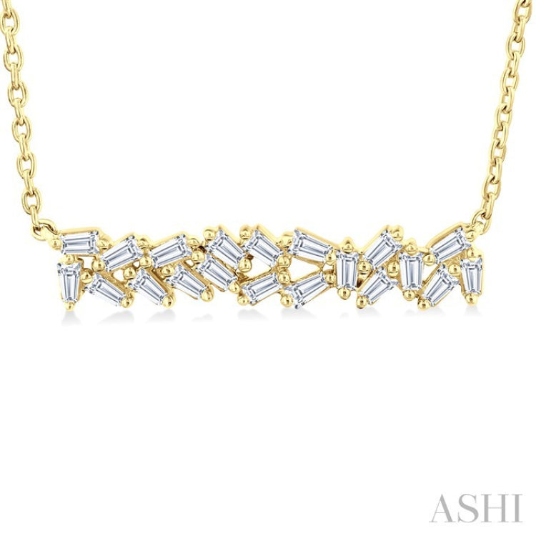 1/5 Ctw Scatter Baguette Cut Diamond Fashion Necklace in 14K Yellow Gold