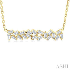 1/5 Ctw Scatter Baguette Cut Diamond Fashion Necklace in 14K Yellow Gold