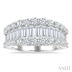 2 3/8 Ctw Baguette and Round Cut Diamond Fashion Band in 14K White Gold