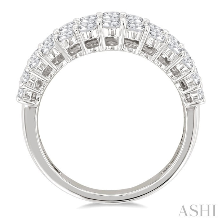 2 3/8 Ctw Baguette and Round Cut Diamond Fashion Band in 14K White Gold
