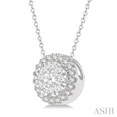 1/3 Ctw Lovebright Round Cut Diamond Pendant With Chain in 14K White Gold
