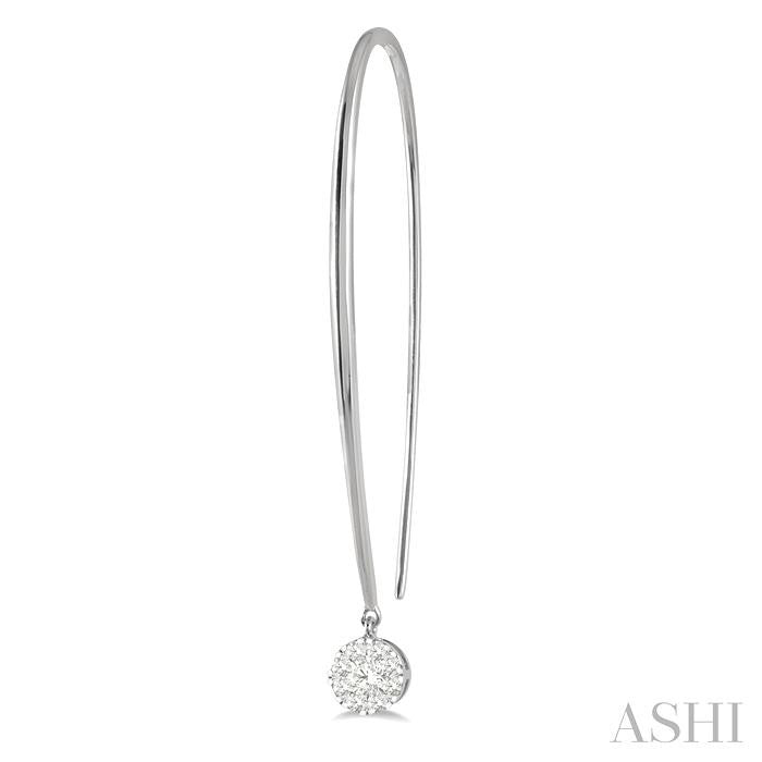 1/3 Ctw Round Dangler Lovebright Diamond Earring in 14K White Gold